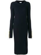 Aviù Ribbed Knit Embellished Dress - Blue