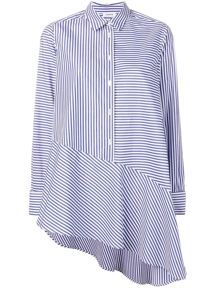 P.a.r.o.s.h. Asymmetric Striped Shirt - Blue