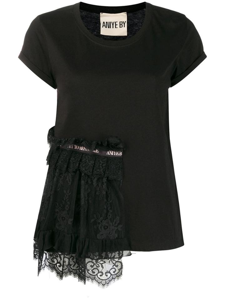 Aniye By Slogan Lace Panel T-shirt - Black