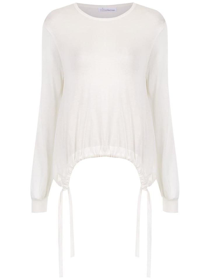 Nk Collection Drawstring Knit Blouse - White