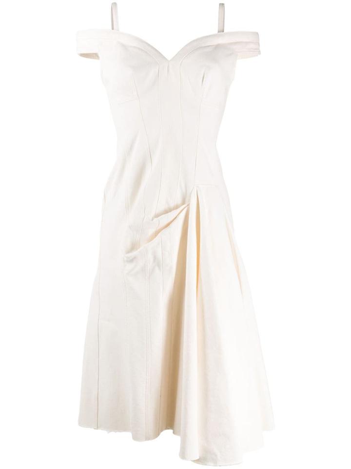 Alexander Mcqueen Sweetheart Neck Denim Dress - Neutrals