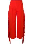 Msgm Fringed High-waisted Trousers - Red