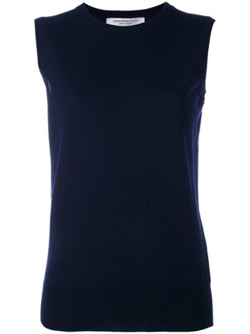 Edamame London - Round Neck Knitted Tank - Women - Cashmere - 2, Blue, Cashmere