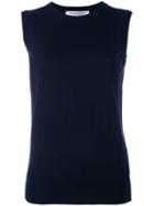 Edamame London - Round Neck Knitted Tank - Women - Cashmere - 2, Blue, Cashmere