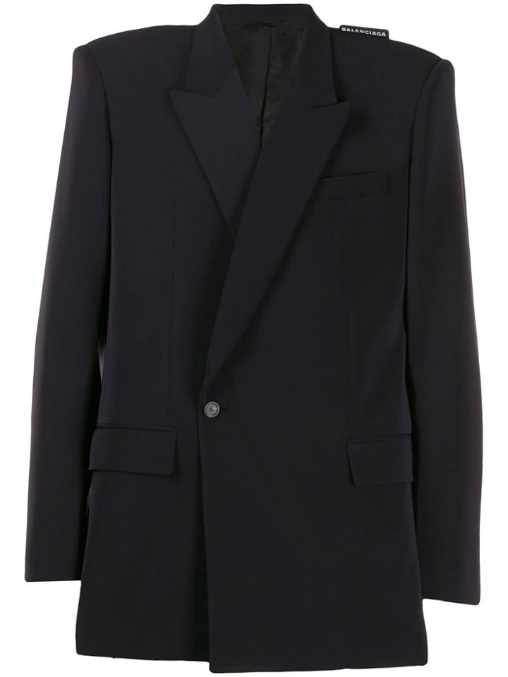 Balenciaga Square-shoulder Blazer Jacket - Blue
