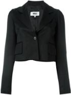 Mm6 Maison Margiela Cropped Blazer, Women's, Size: 44, Black, Linen/flax/viscose