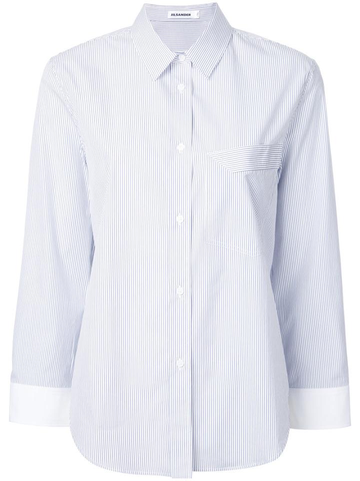 Jil Sander Striped Chest Pocket Shirt, Women's, Size: 40, Blue, Cotton