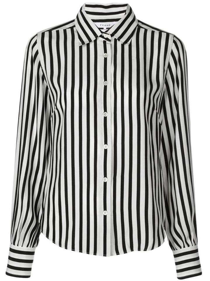 Frame Striped Long-sleeved Shirt - White