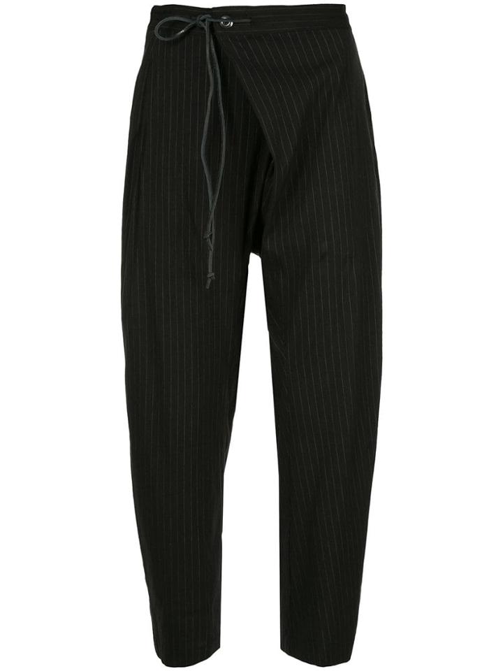 Attachment Pinstriped Tapered Trousers - Black