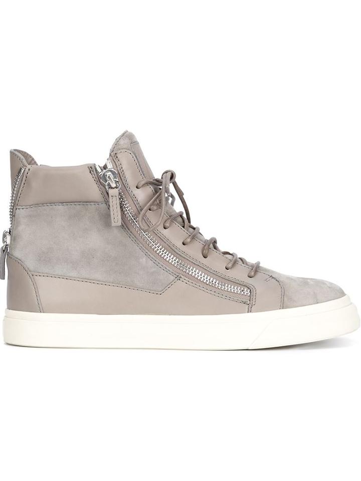 Giuseppe Zanotti Design Nolan Hi-top Sneakers, Men's, Size: 41, Grey, Leather/suede/rubber