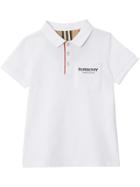 Burberry Kids Teen Icon Stripe Placket Cotton Piqué Polo Shirt - White