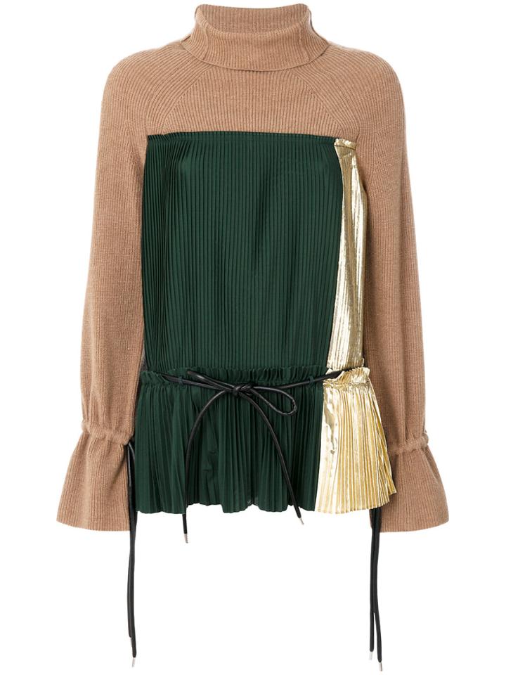Sacai Pleated Detail Jumper - Green
