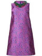 Monique Lhuillier Floral Print Fringed Halterneck Shift Dress