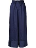 Sacai Pinstripe Palazzo Trousers, Women's, Size: 3, Blue, Polyester