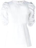 Céline Poplin Ruched Sleeve Top, Women's, Size: 38, White, Cotton