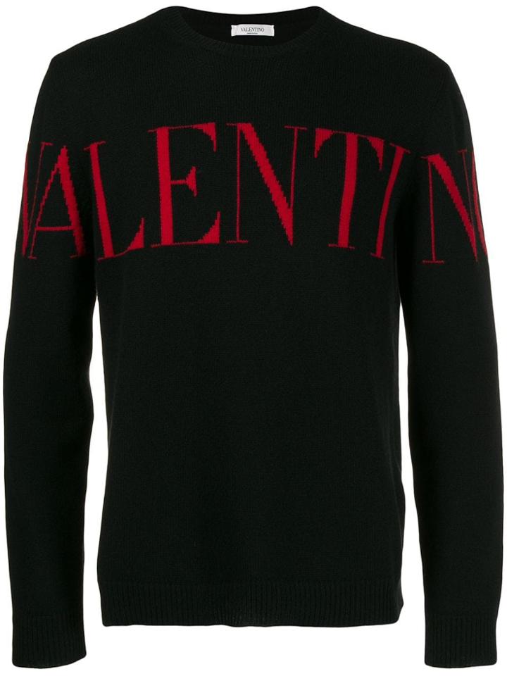 Valentino Cashmere Logo Knit Jumper - Black