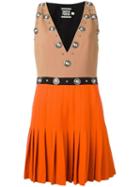 Fausto Puglisi Pleated Skirt Dress, Women's, Size: 44, Nude/neutrals, Wool/acetate/silk