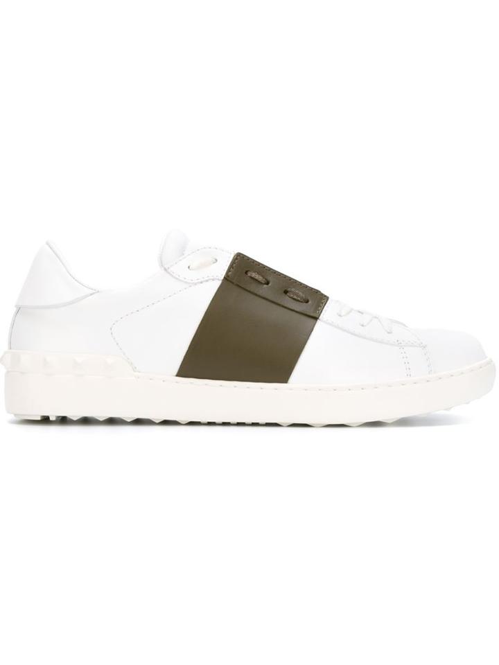 Valentino Open Sneakers, Men's, Size: 42, White, Calf Leather/polyester/glass Fiber/rubber