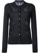 Dolce & Gabbana Lace Appliqué Cardigan, Women's, Size: 42, Black, Silk/cotton/polyamide/cashmere