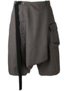 Tom Rebl - Oversized Draped Shorts - Men - Cotton/linen/flax - 46, Grey, Cotton/linen/flax