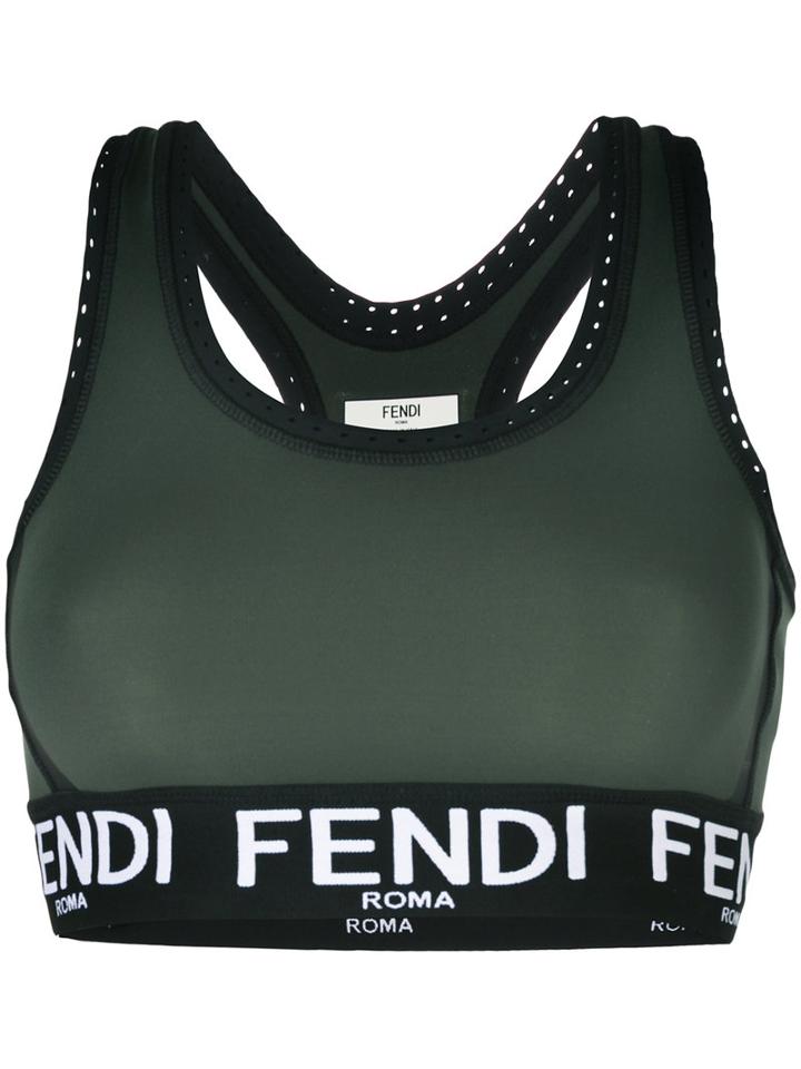 Fendi - Ff Logo Top - Women - Polyamide/spandex/elastane - 40, Green
