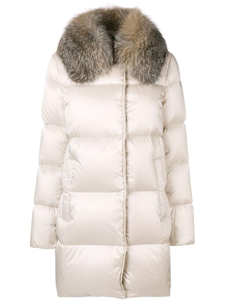 Moncler Fur Collared Coat - Neutrals
