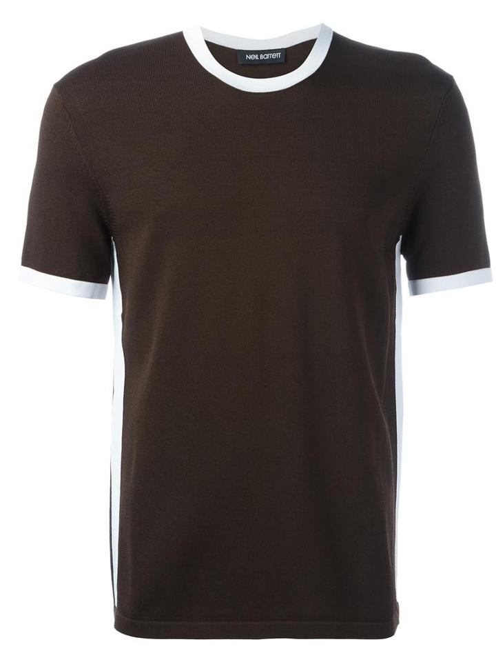 Neil Barrett Contrast Collar T-shirt, Men's, Size: Large, Brown, Viscose/nylon