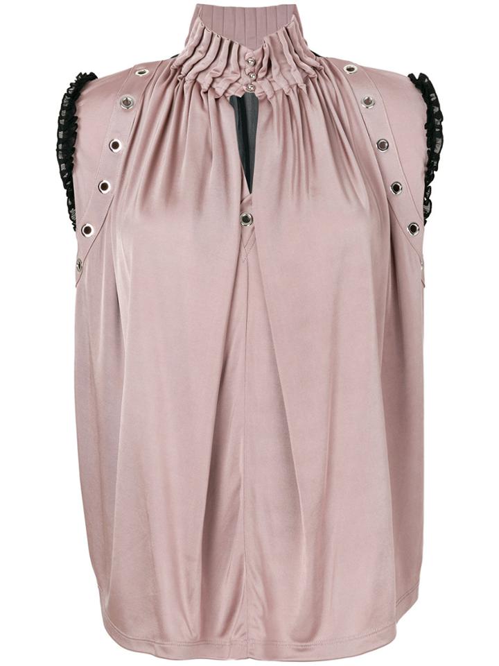 Just Cavalli Key-hole Neckline Blouse - Pink & Purple