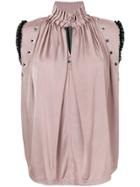 Just Cavalli Key-hole Neckline Blouse - Pink & Purple