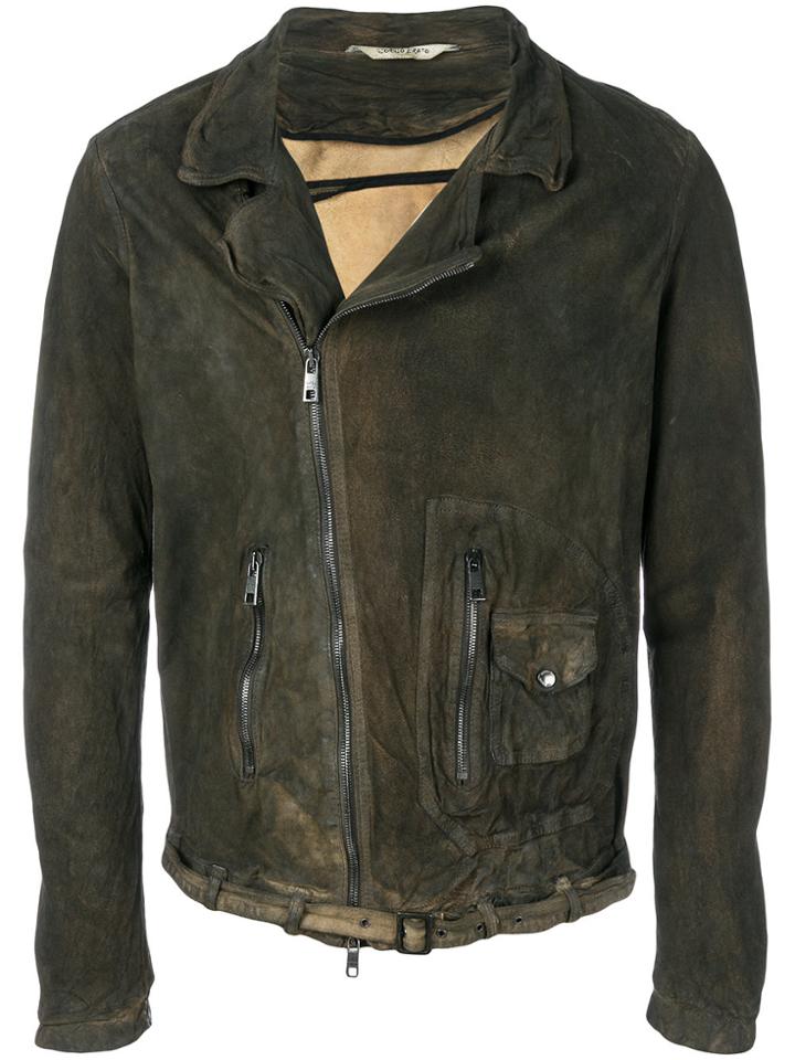 Giorgio Brato Crinkled Biker Jacket - Green