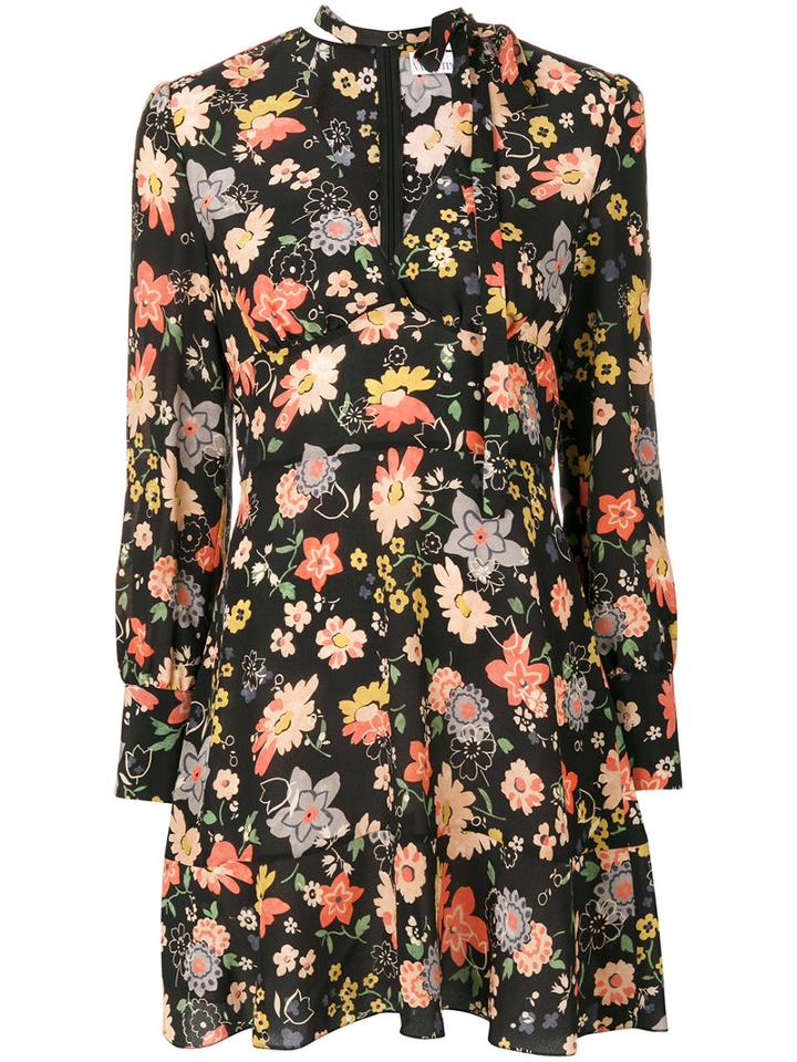 Red Valentino - Floral Print Dress - Women - Silk - 42, Black, Silk