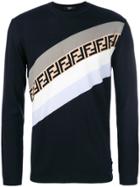 Fendi Colour-block Logo Sweater - Blue