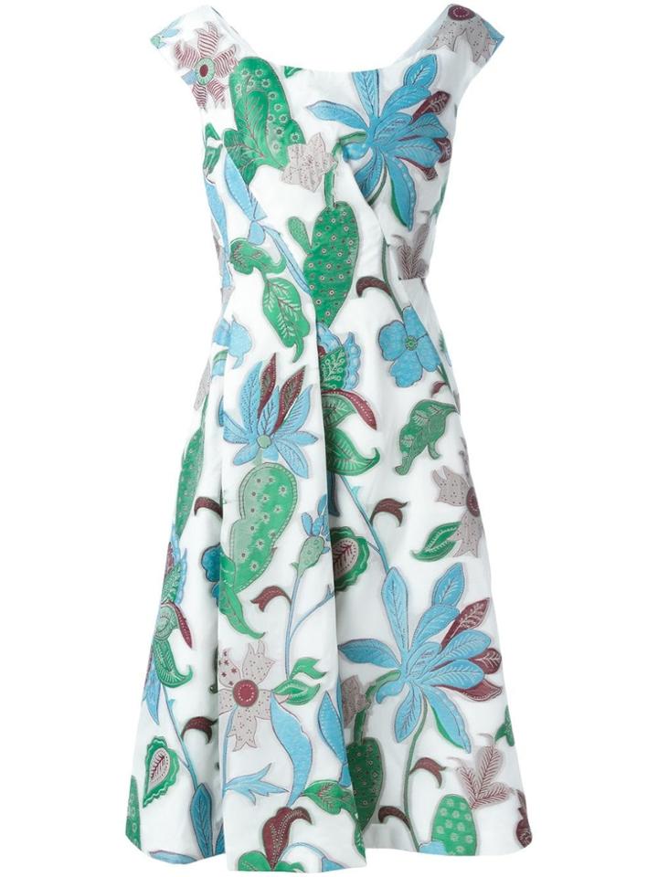 Tory Burch Wisteria Jacquard Flared Dress - White