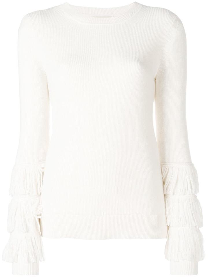 Michael Michael Kors Ribbed Knit Fringe Sleeve Sweater - Nude &