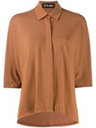 Styland Concealed Button Shirt - Brown