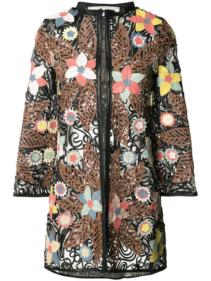 Caban Romantic - 'indian Tree' Jacket - Women - Leather/polyimide - 44, Brown, Leather/polyimide