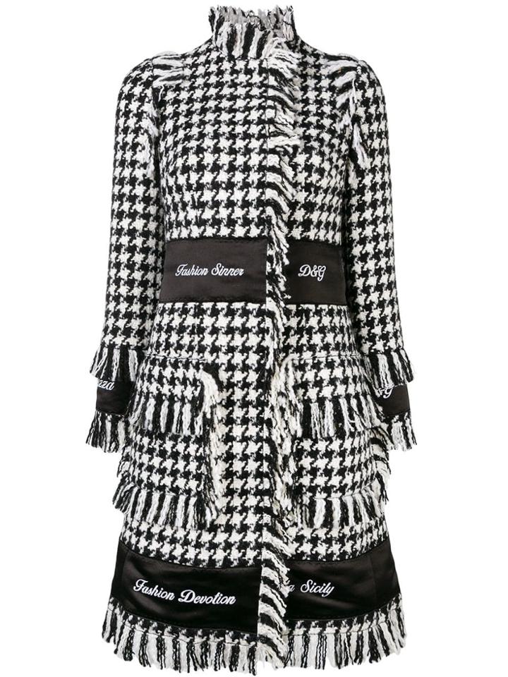 Dolce & Gabbana Houndstooth Embroidered Coat - Black