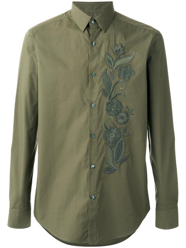 Fendi Classic Shirt, Men's, Size: 40, Green, Cotton/polyester