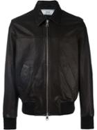 Ami Alexandre Mattiussi Zipped Leather Jacket, Men's, Size: Medium, Black, Leather/acetate