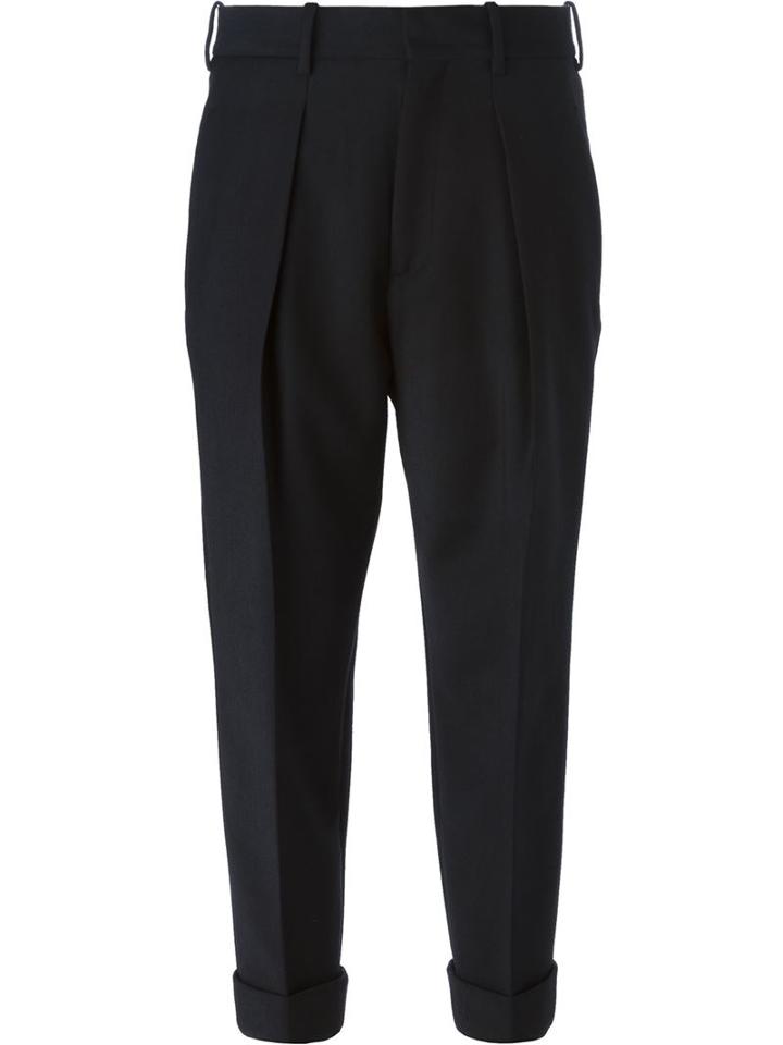 Neil Barrett Cropped Tailored Trousers, Women's, Size: 38, Black, Virgin Wool/polyamide/spandex/elastane/cotton