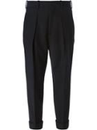 Neil Barrett Cropped Tailored Trousers, Women's, Size: 38, Black, Virgin Wool/polyamide/spandex/elastane/cotton