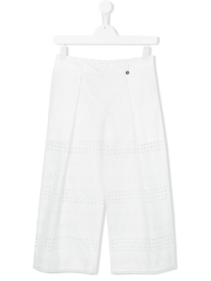 Lapin House - Teen Cropped Eyelet Lace Trousers - Kids - Cotton - 14 Yrs, Girl's, White
