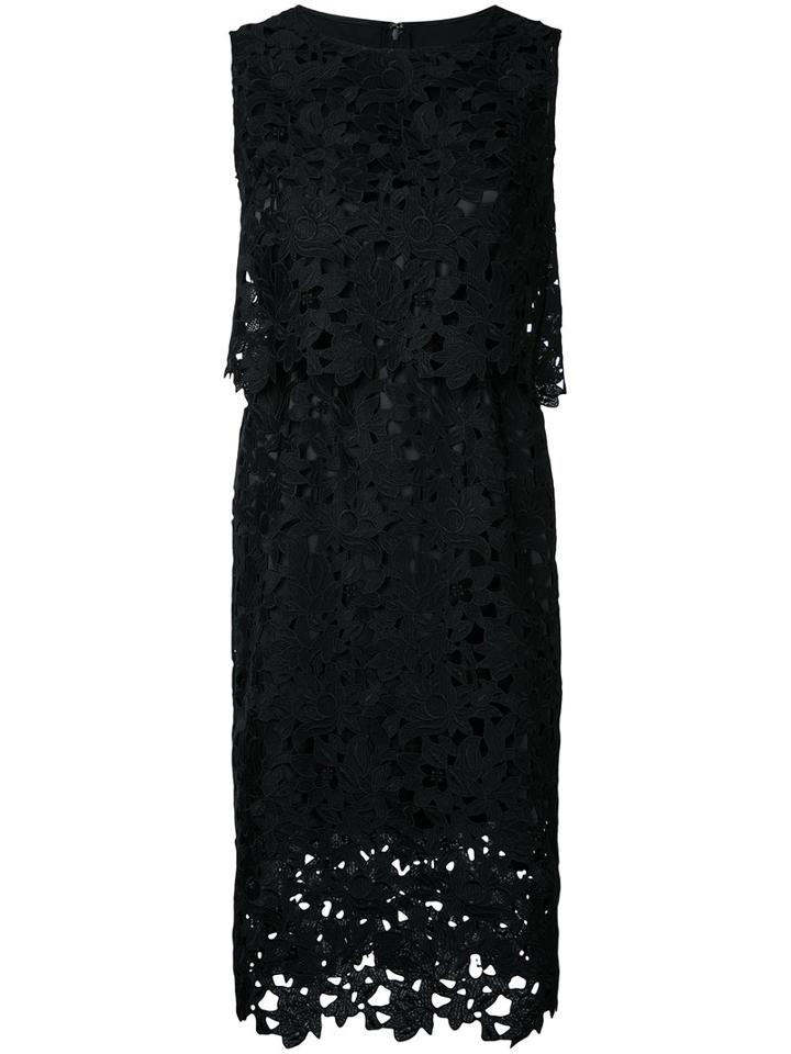 Estnation - Floral Laser Cut Dress - Women - Polyester - 36, Black, Polyester