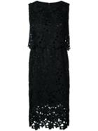 Estnation - Floral Laser Cut Dress - Women - Polyester - 36, Black, Polyester