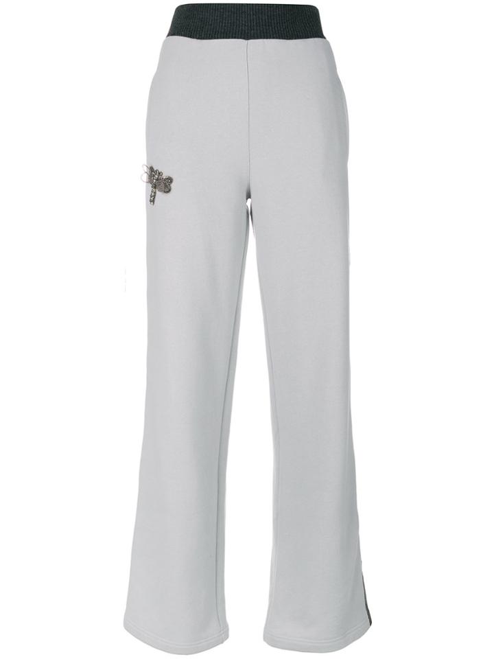Jo No Fui Beaded Detail Track Pants - Grey