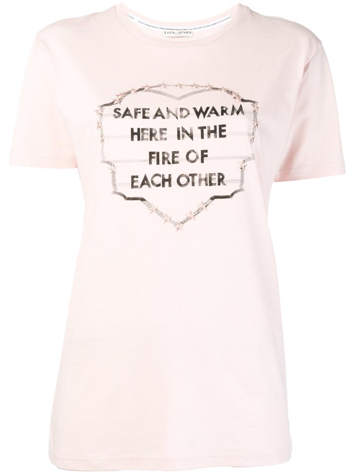 Each X Other Embroidered And Printed Slogan T-shirt - Pink & Purple