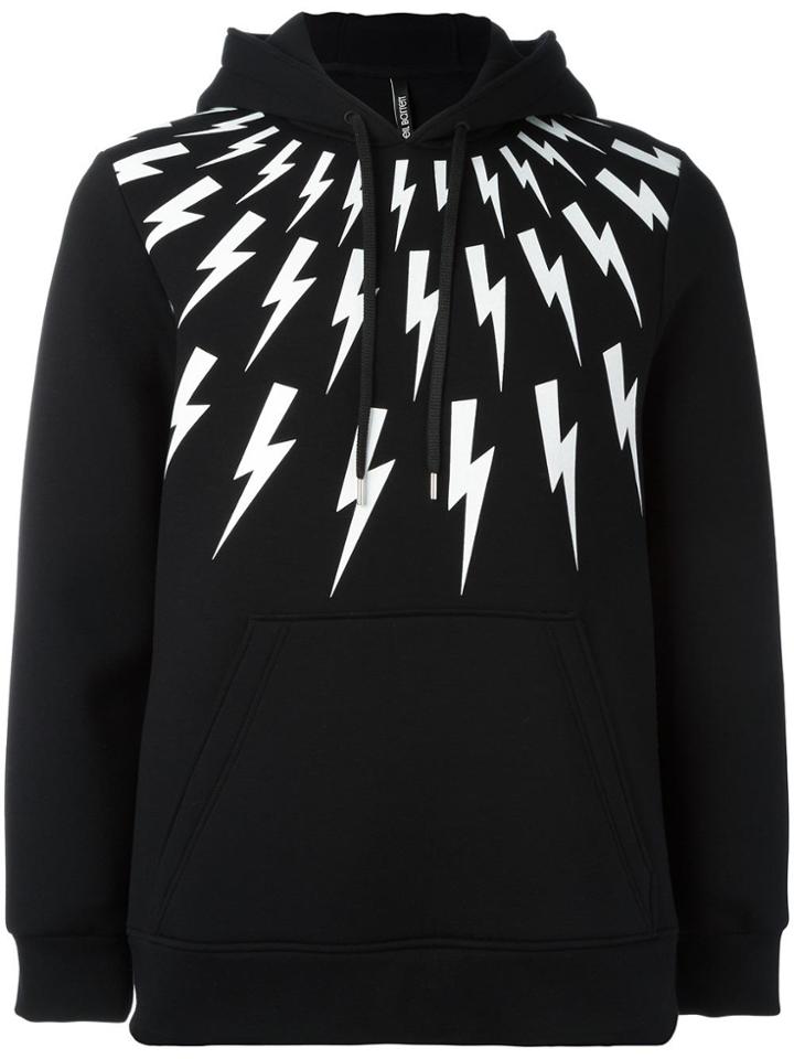 Neil Barrett Lightning Print Hoodie - Black