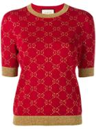 Gucci Gg Cotton Lurex Top - Red