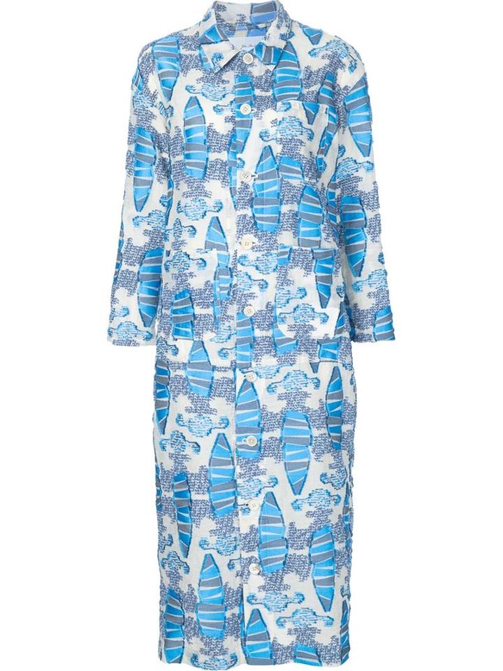 Julien David Textured Long Sleeve Dress, Women's, Size: Medium, Blue, Cotton/polyester/nylon