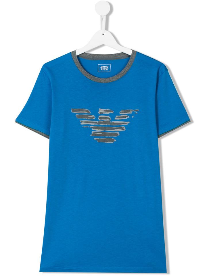 Armani Junior - Logo Print T-shirt - Kids - Cotton - 16 Yrs, Blue